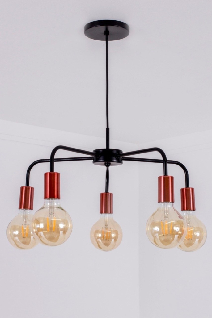 Lustre Pendente Industrial Retro Cobre Preto Cm Iluminamundo