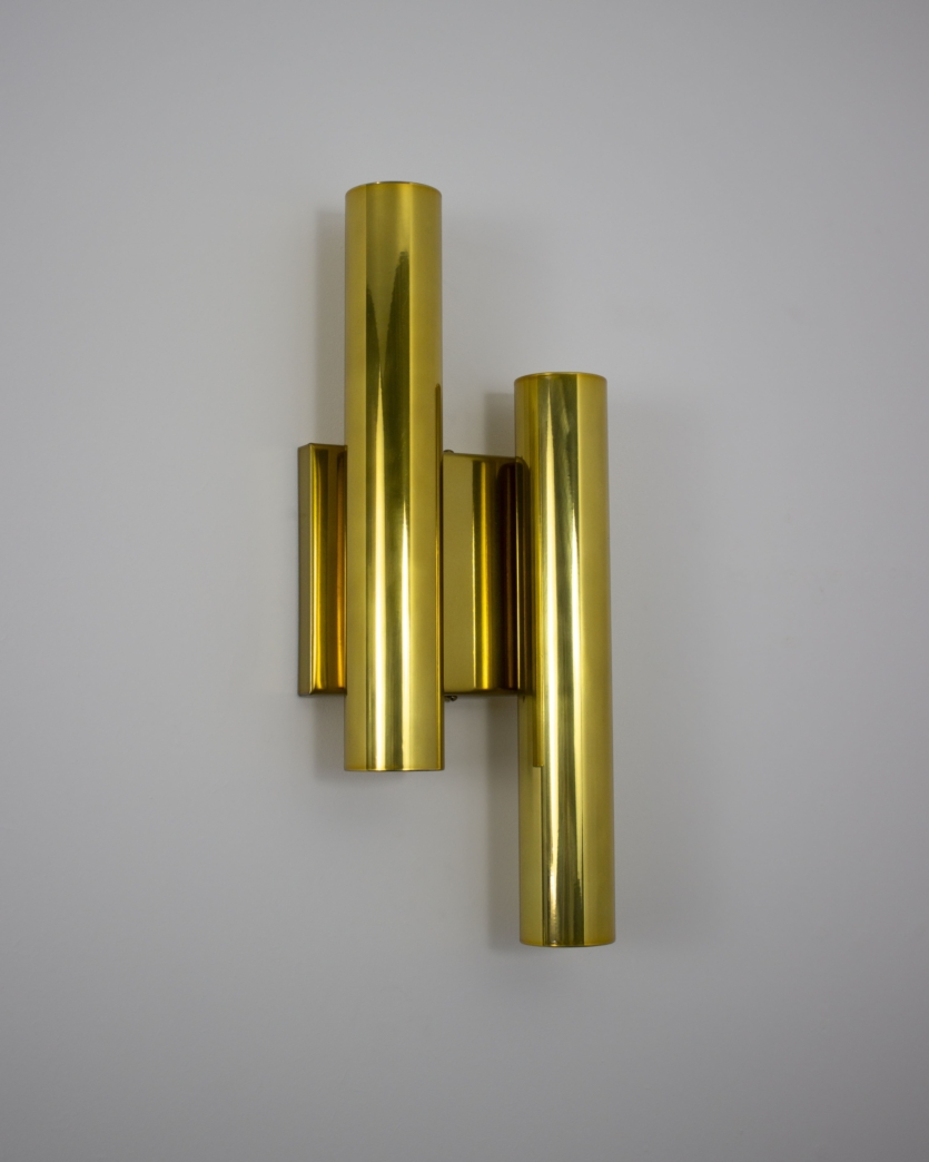 Lustre Arandela Tubo Tubular Dupla Dourado Iluminamundo Iluminamundo