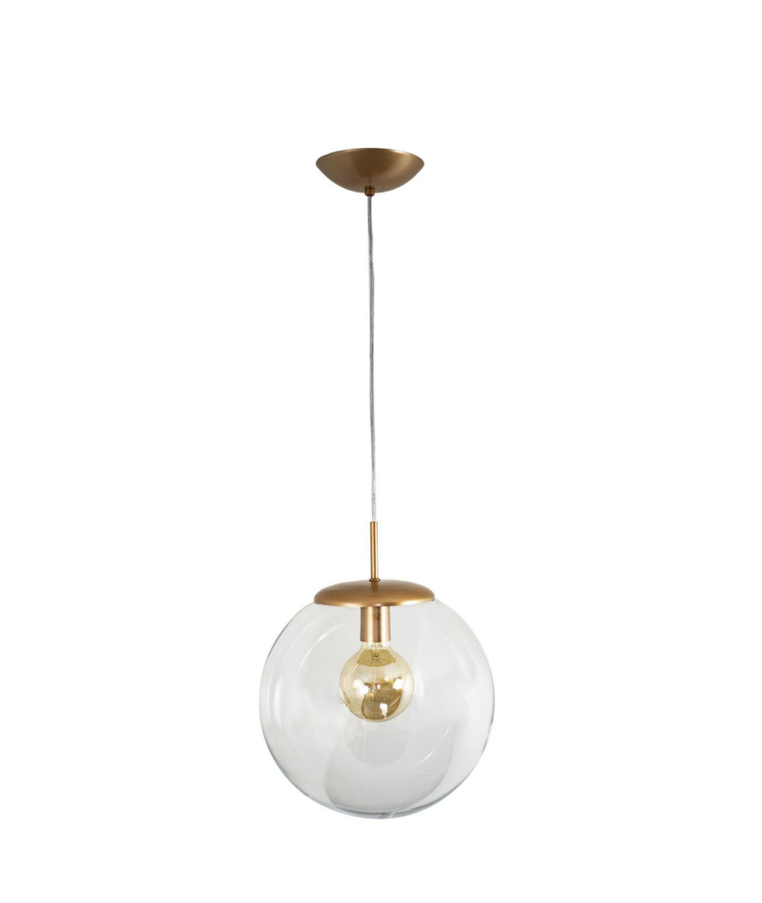 Lustre Pendente Bola Globo 30cm Transparente Cobre 363