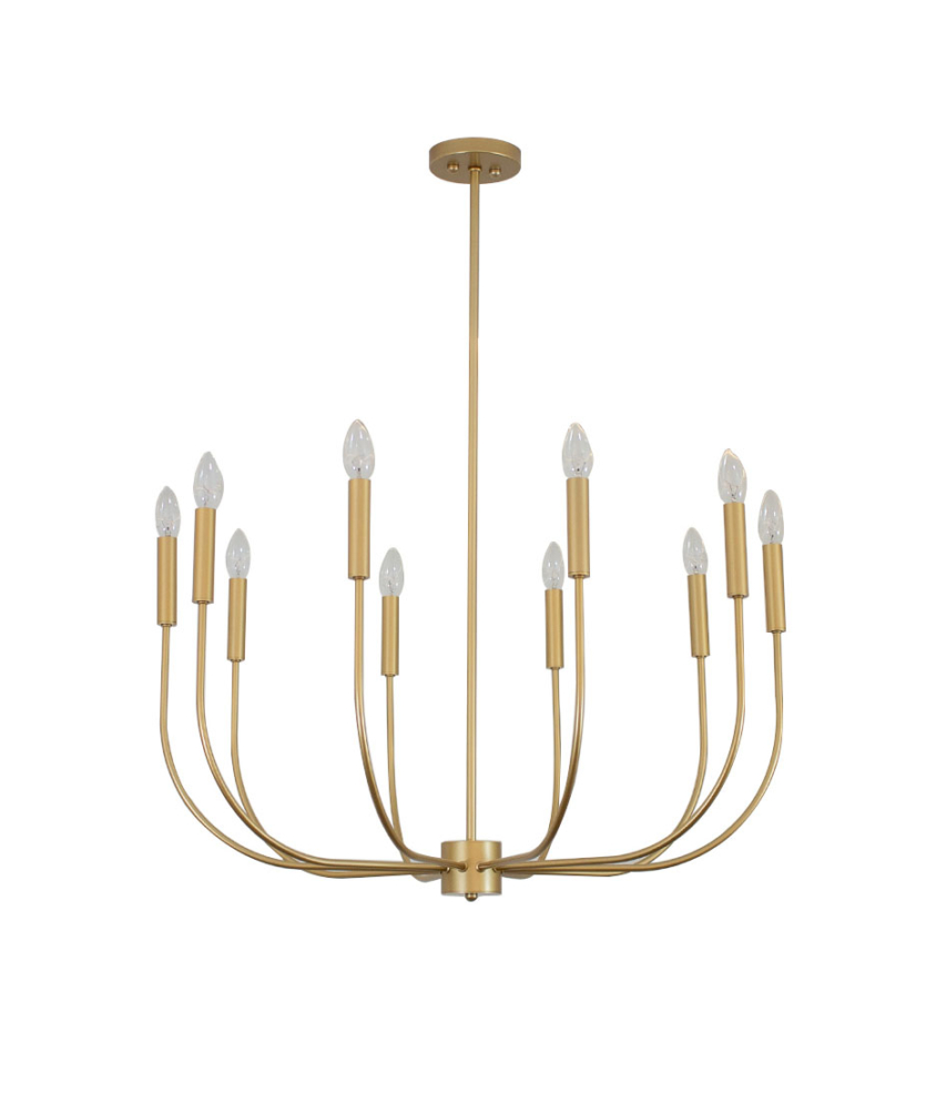 Lustre Pendente Candel Redondo 10 Braços 80cm Dourado 739