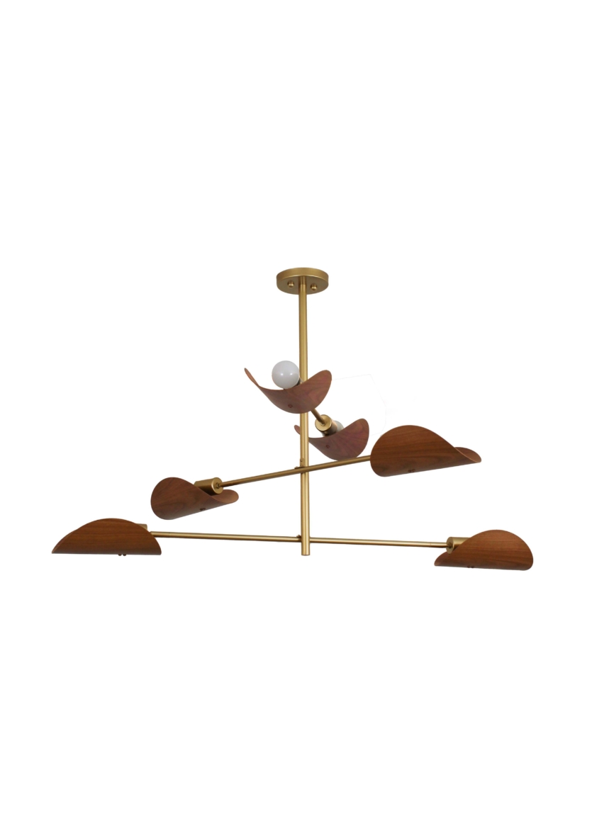 Lustre Pendente Remo Trio Articulável Retangular Industrial Dourado e Amadeirado 1,20 Metro 751
