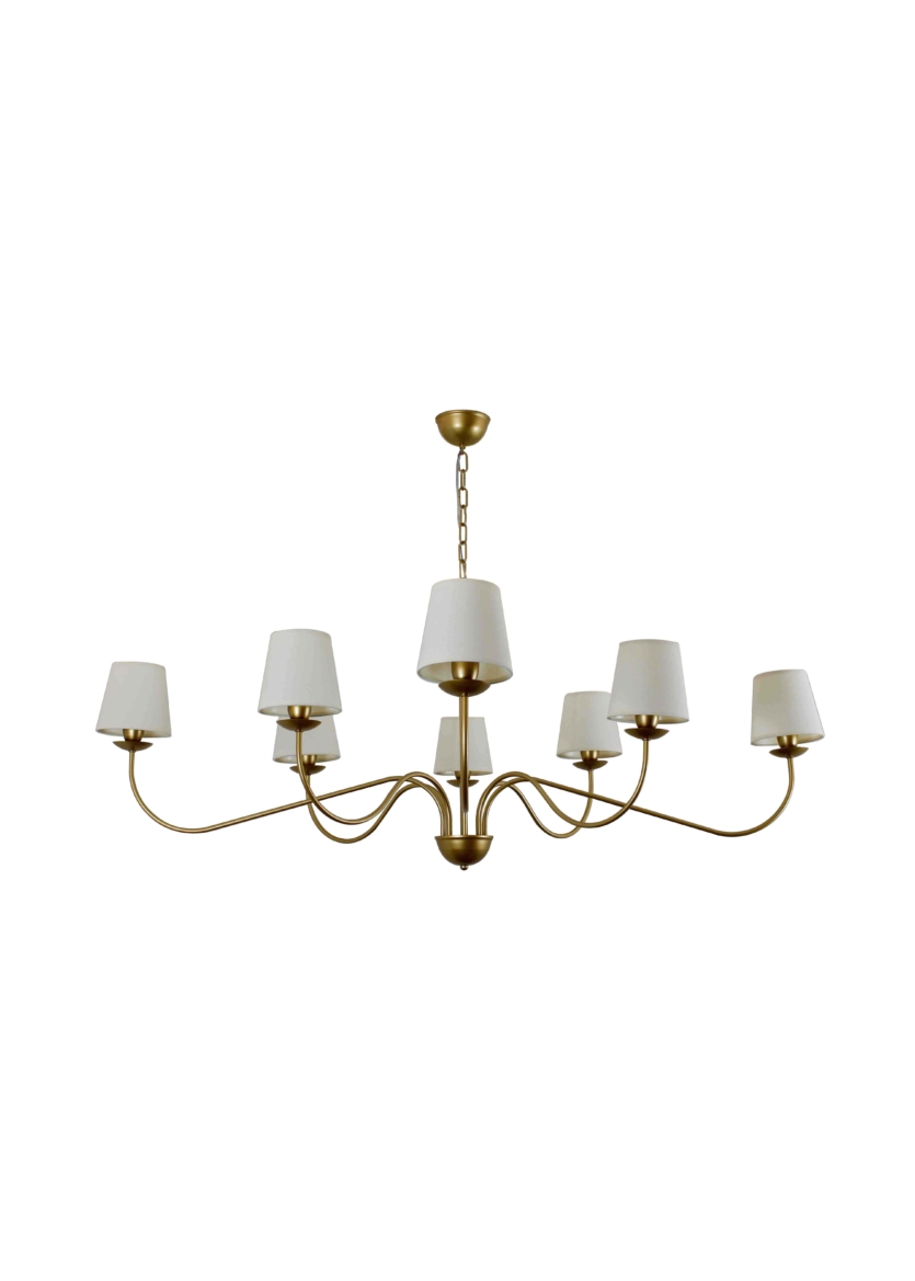 Lustre Pendente Versalhes Redondo Tocheiro Clássico Cúpula 08 Braços Dourado 750