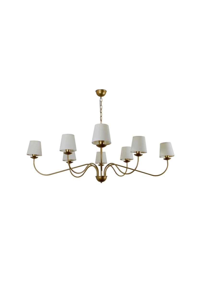 Lustre Pendente Versalhes Redondo Tocheiro Clássico Cúpula 08 Braços Dourado 750
