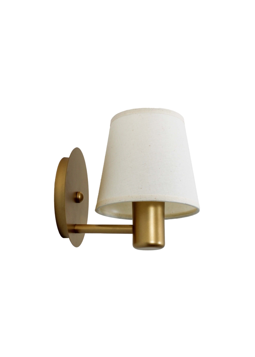 Lustre Arandela Cone Dourado Fosco Cúpula Algodão Cru 741
