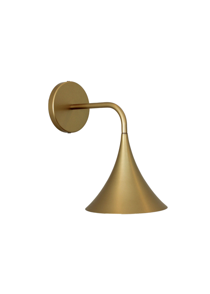 Lustre Arandela Cúpula Retro Industrial Funil Metal Dourado Fosco 765