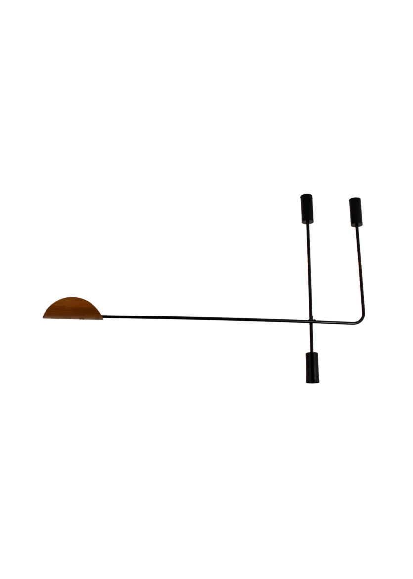 Lustre Pendente Remo Industrial Preto Amadeirado Freijó 1,30m 778