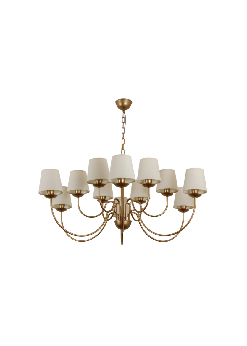 Lustre Pendente Versalhes Redondo Tocheiro Clássico Cúpula 12 Braços 1,10 Metro Dourado 776