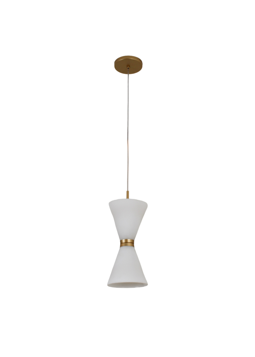 Lustre Pendente Vidro Ampulheta Dourado 782