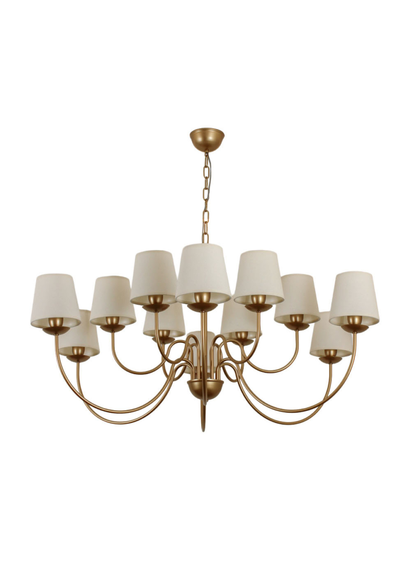 Lustre Pendente Versalhes Redondo Tocheiro Clássico Cúpula 12 Braços 1,10 Metro Dourado 372/12