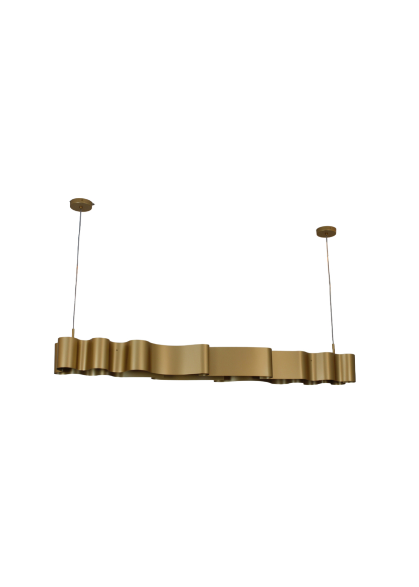 Lustre Pendente Retângular Ondas 1,30 m Dourado 771