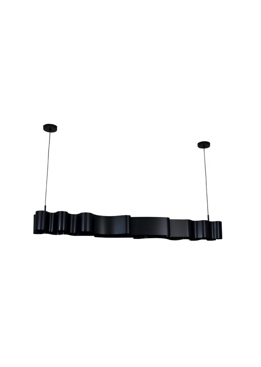 Lustre Pendente Retângular Ondas 1,30m Preto 771