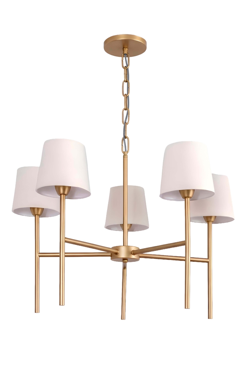 Lustre Pendente Cúpula 05 Braços Redondo Rústico Dourado 234/5