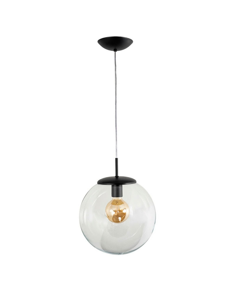 Lustre Pendente Bola Globo 30cm Transparente Preto 363