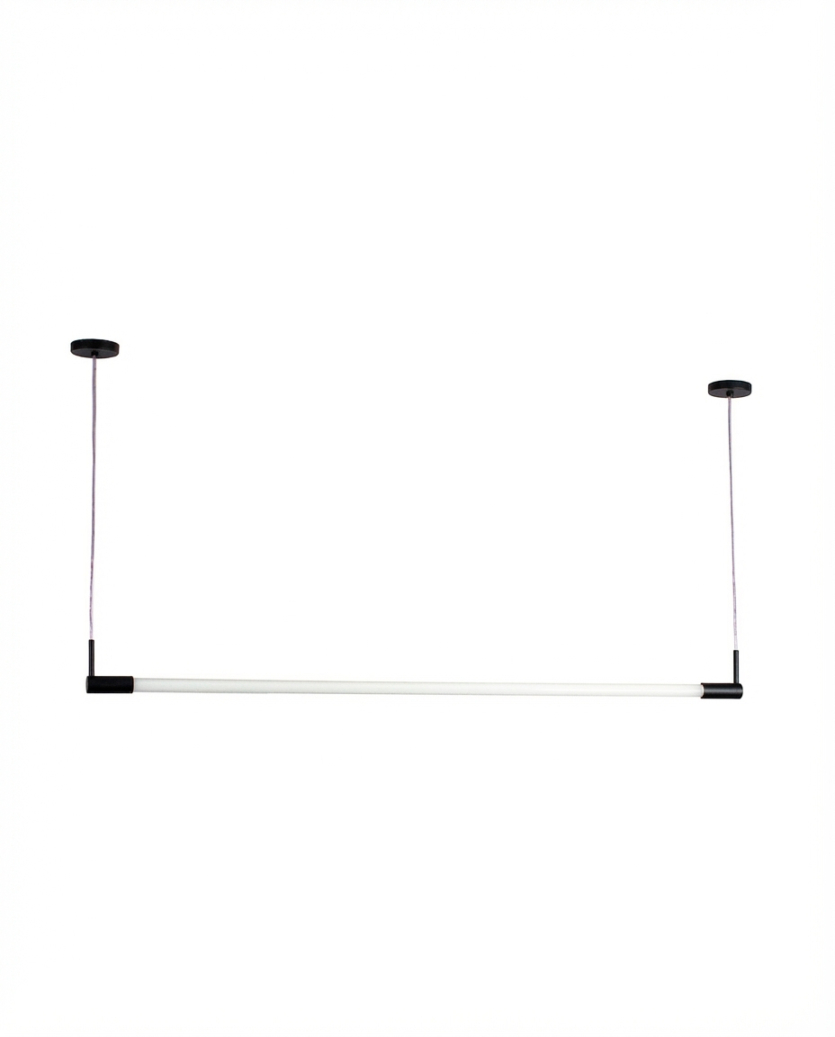 Lustre Pendente Slim Tubular T8 125cm Preto 635