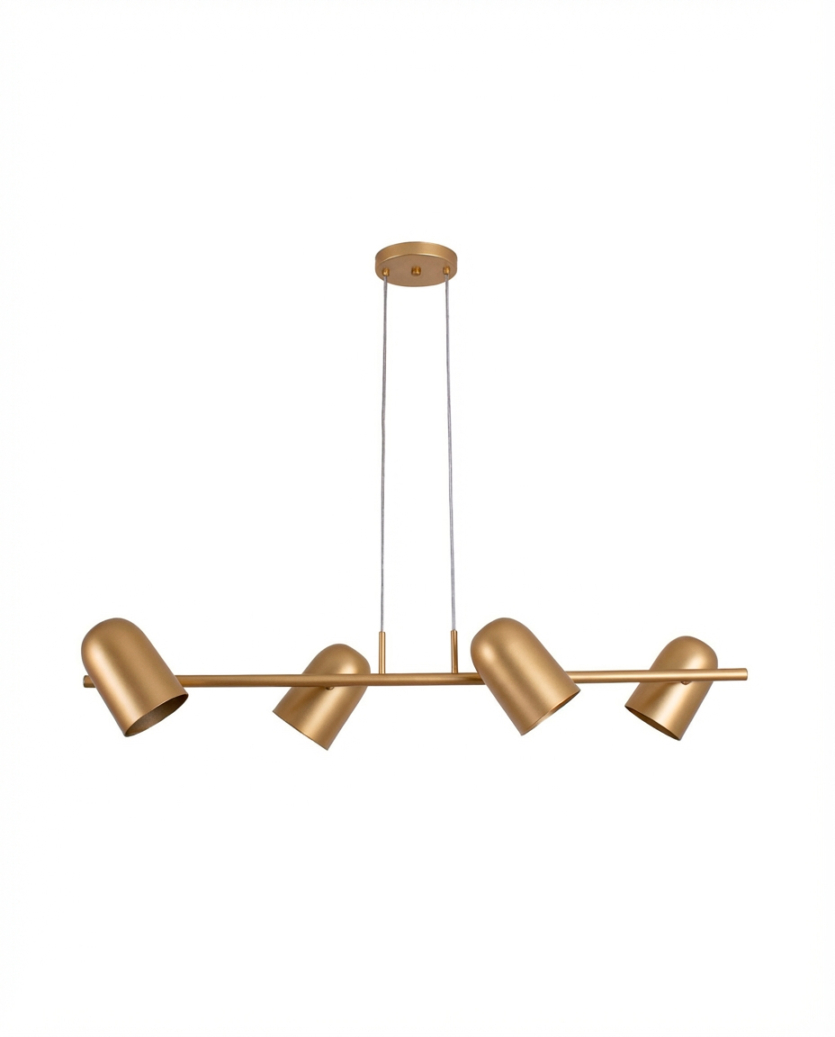 Lustre Pendente Bastone Retangular Industrial Articulável Dourado 1,30m 681