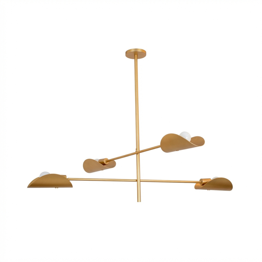 Lustre Pendente Remo Duplo Articulável Retangular Industrial Dourado 1,30 Metro 696