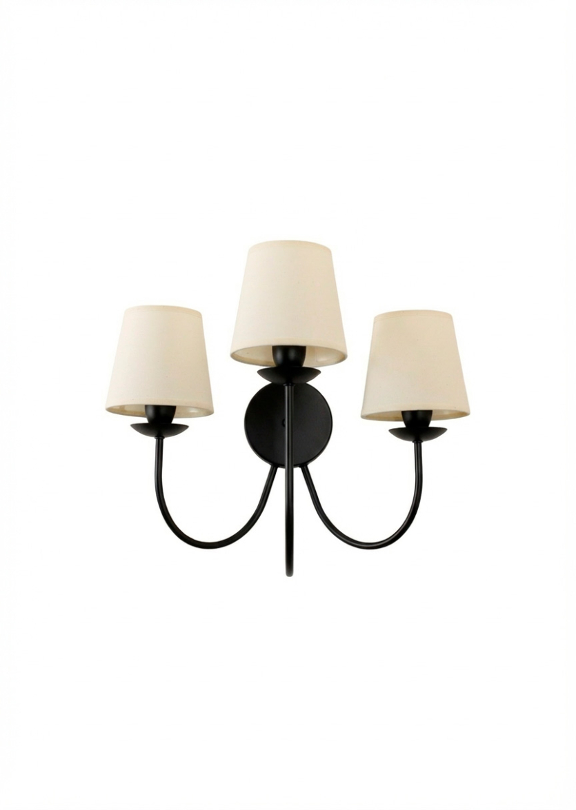 Lustre Arandela Tocheiro Tripla 03 Cúpulas Cone Preto 785