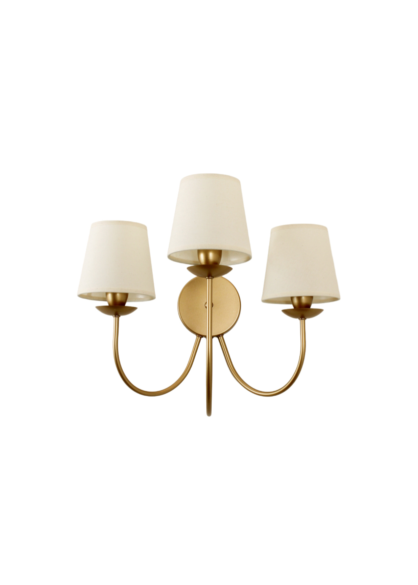 Lustre Arandela Tocheiro Tripla 03 Cúpulas Cone Dourado 785