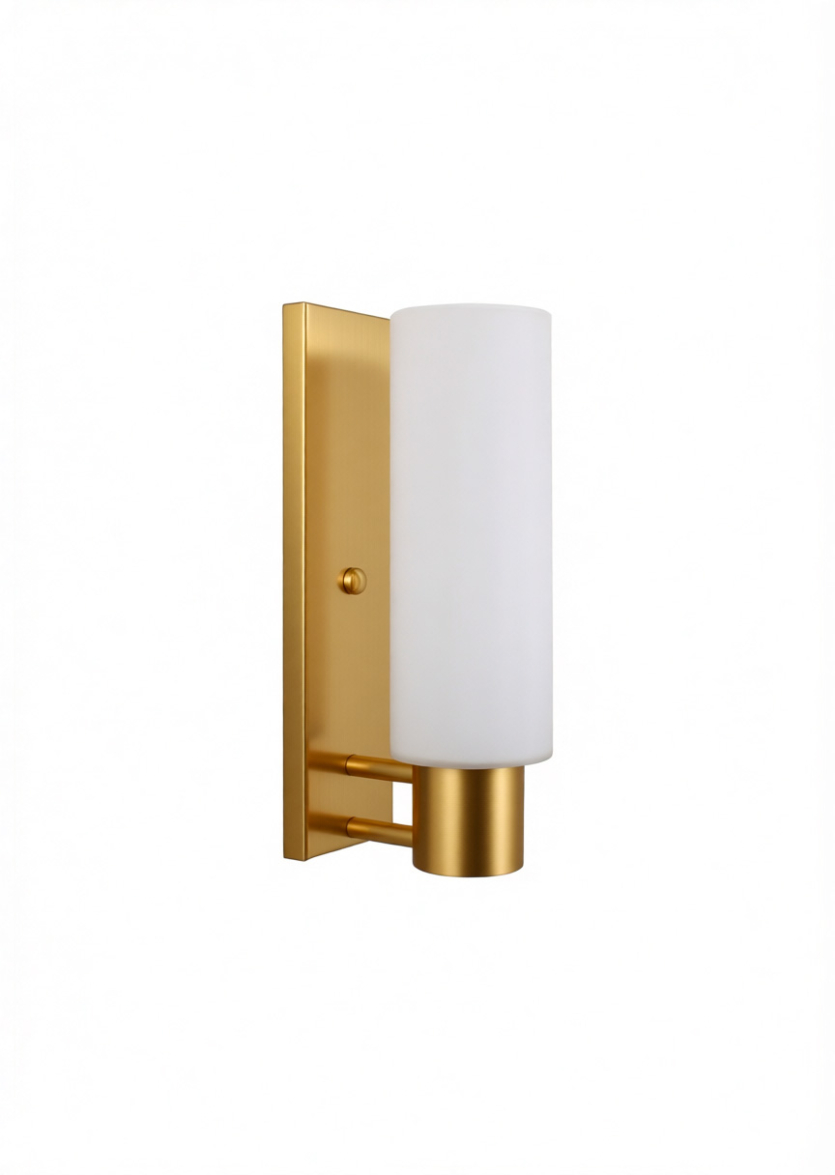 Lustre Arandela Vidro Branco Tubo Redondo Dourado 806