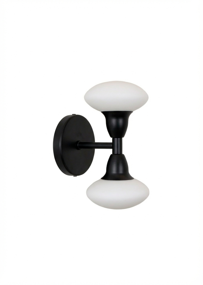 Lustre Arandela Vidro Duplo Asteroide Disco Preto 808